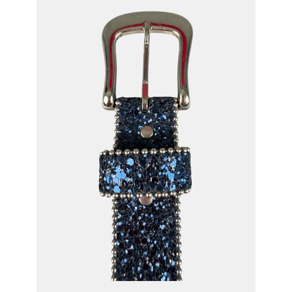 Elite Fresno CA Navy Glitter Leather Western Rhinestone Concho Belt BNWT Sz S main image 12
